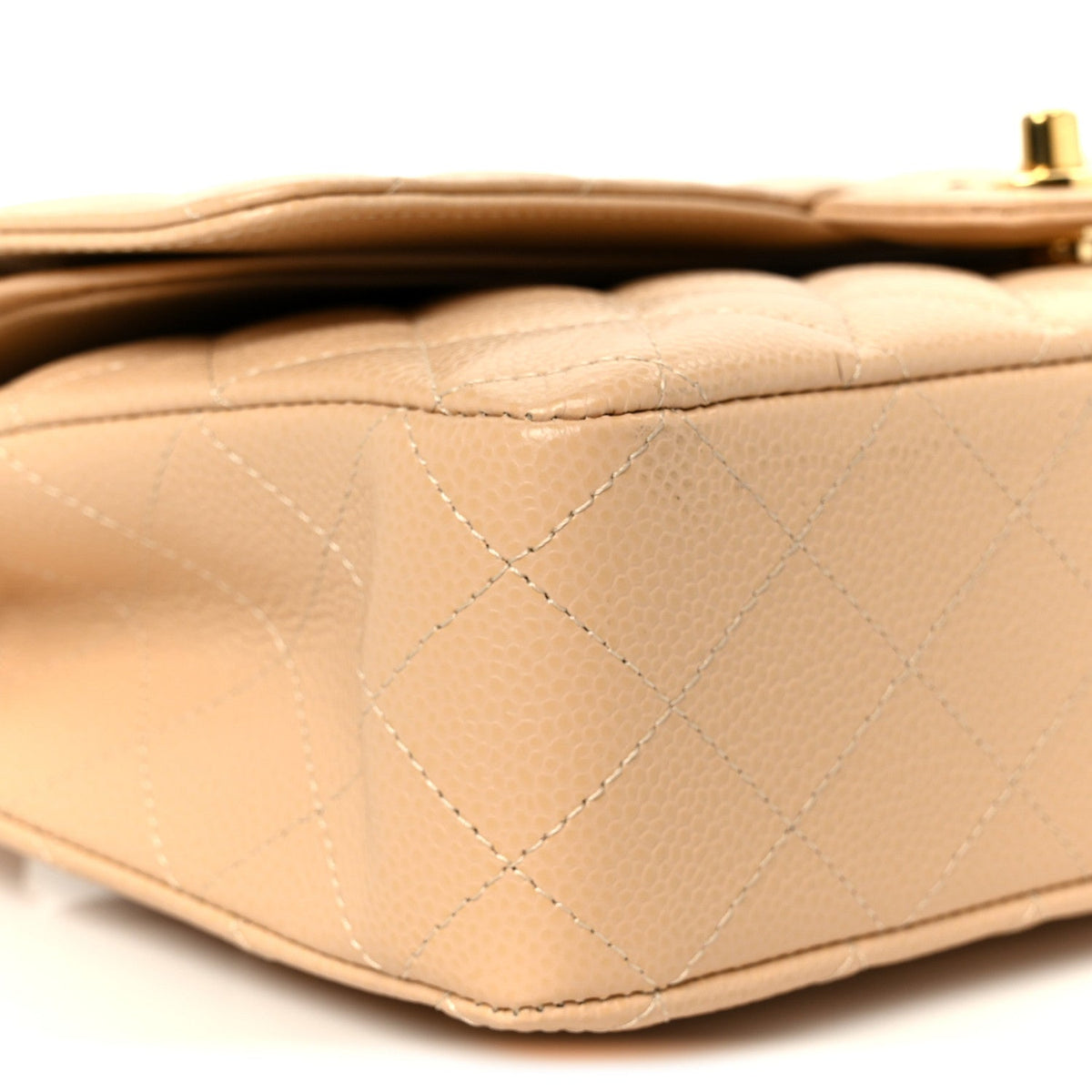 Caviar Quilted Medium Double Flap Beige At My store