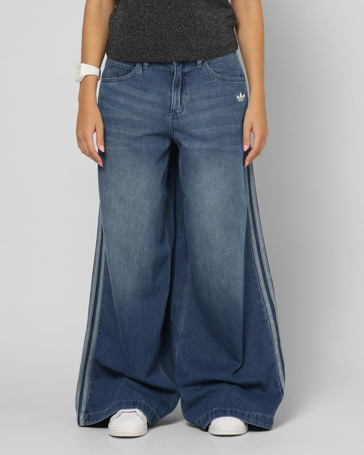 Best-Selling Adidas Women's Denim Wide Pants Indigo Denim