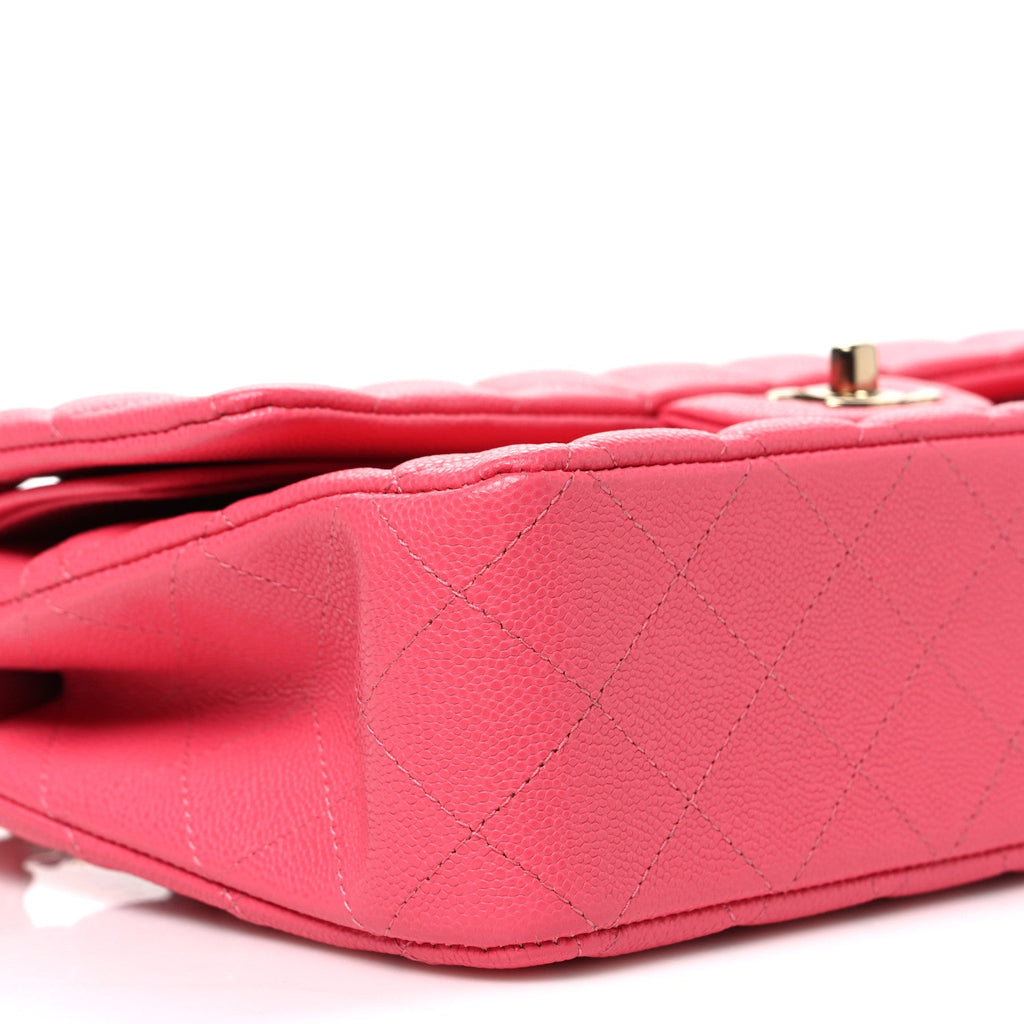 Caviar Quilted Medium Double Flap Pink At My store