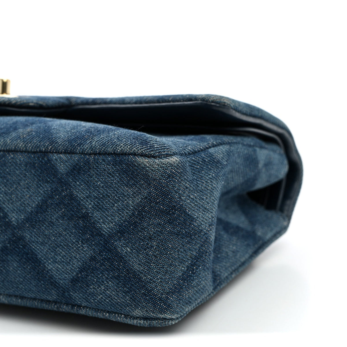 Printed Denim Quilted Small Double Flap Light Blue At My store