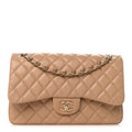 Caviar Quilted Jumbo Double Flap Beige Clair At My store