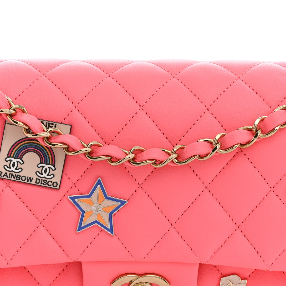 Lambskin Quilted Medium Hollywood Charms Double Flap Coral Pink At My store