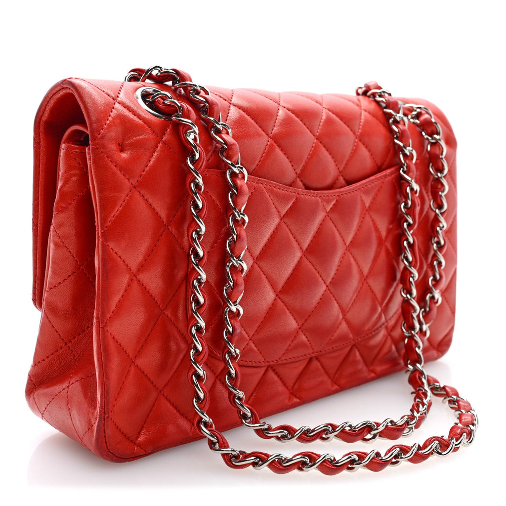 Lambskin Quilted Medium Double Flap Red At My store