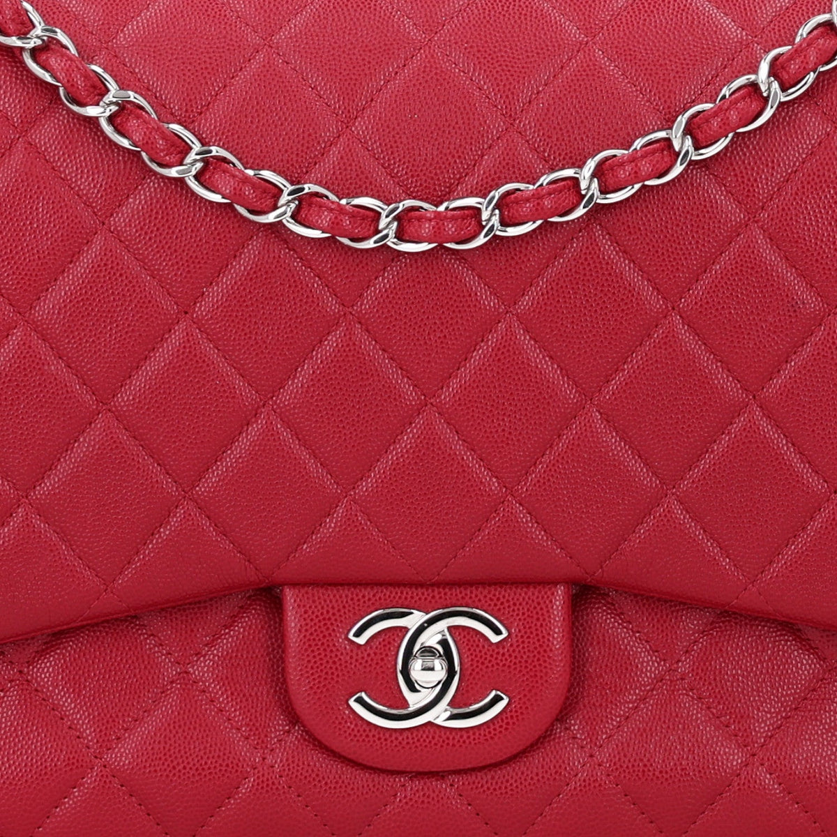 Caviar Quilted Maxi Double Flap Dark Red At My store