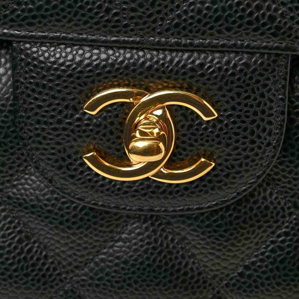 Caviar Quilted Jumbo Double Flap Black At My store