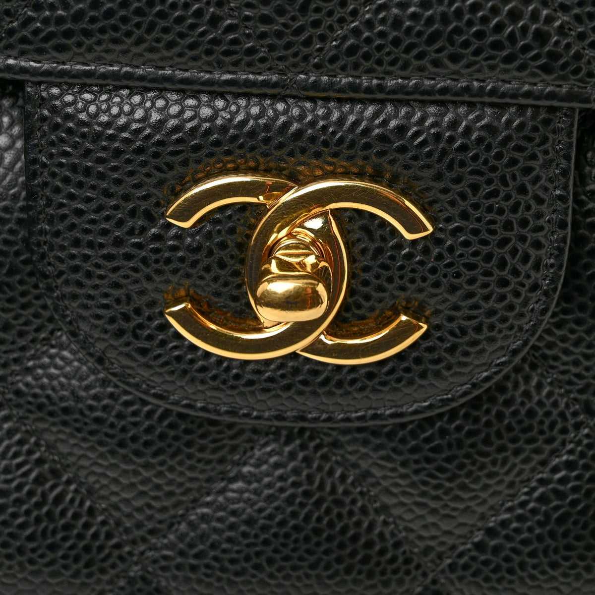 Caviar Quilted Jumbo Double Flap Black At My store