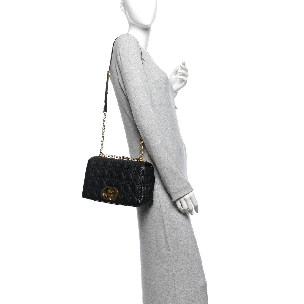 Grained Calfskin Cannage Large Caro Bag Black AT My store