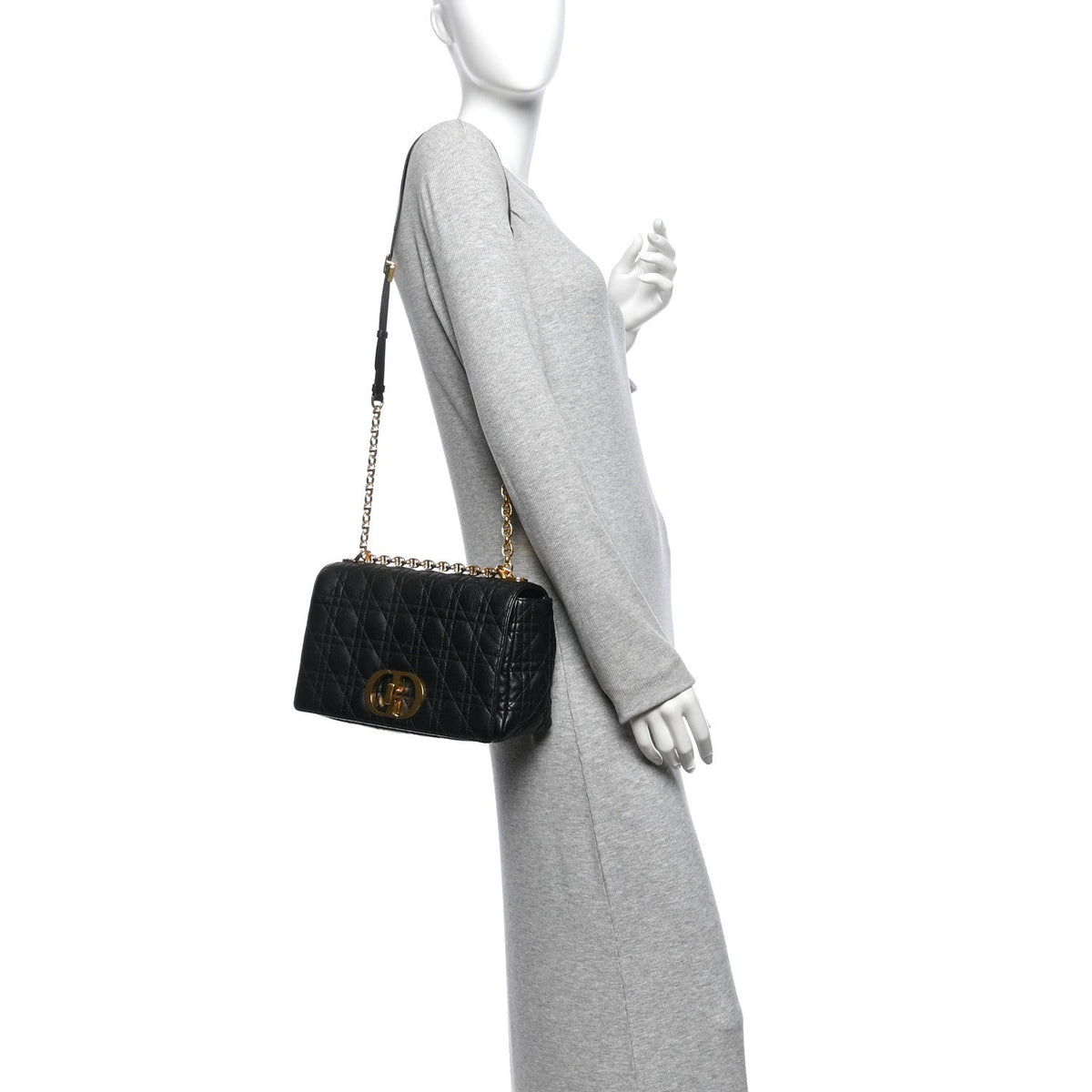 Grained Calfskin Cannage Large Caro Bag Black AT My store