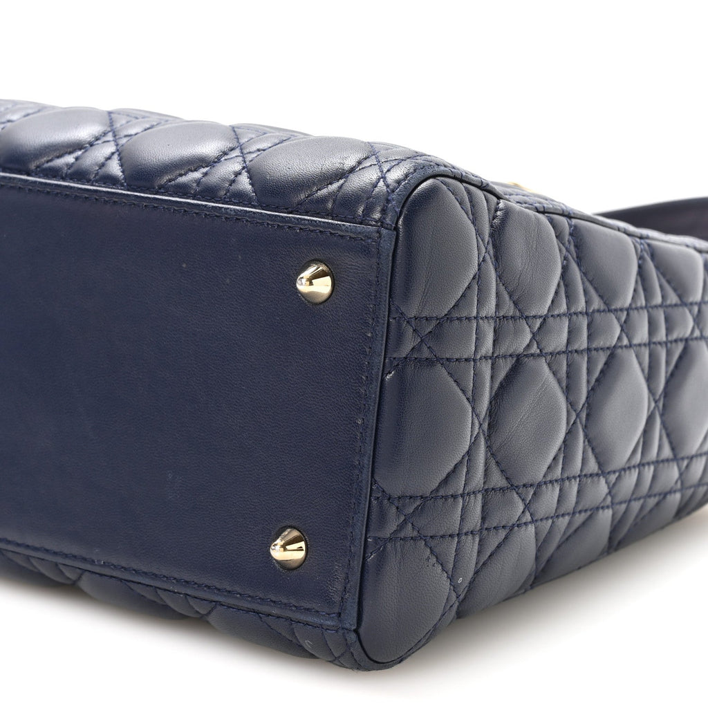 Lambskin Cannage Medium Lady Dior Navy Blue AT My store
