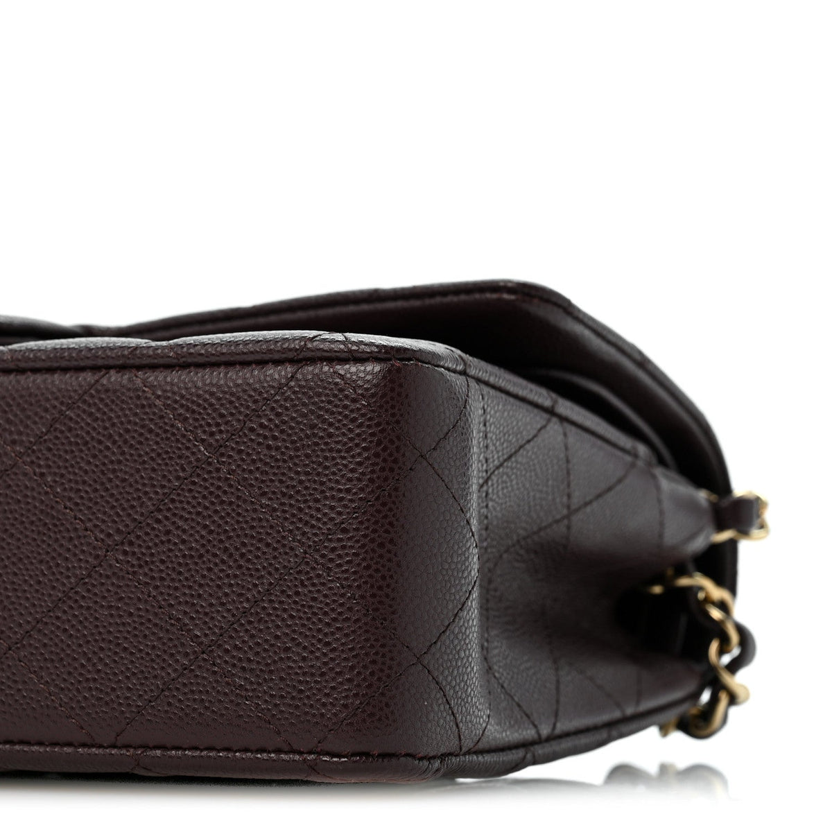 Caviar Quilted Medium Double Flap Dark Brown At My store