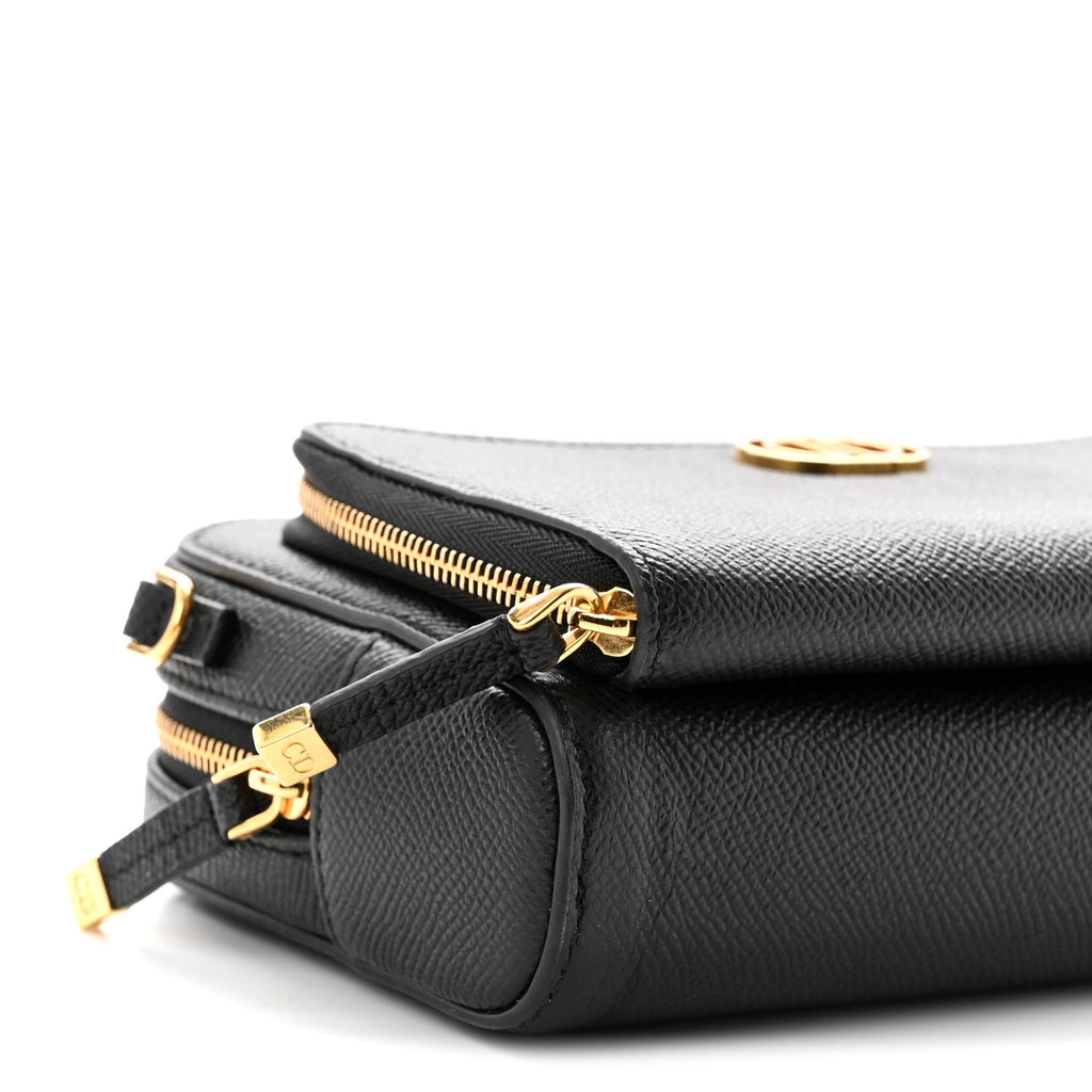 Grained Calfskin Caro Double Pouch Black AT My store