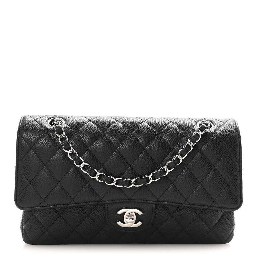 Caviar Quilted Medium Double Flap Black At My store