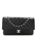 Caviar Quilted Medium Double Flap Black At My store