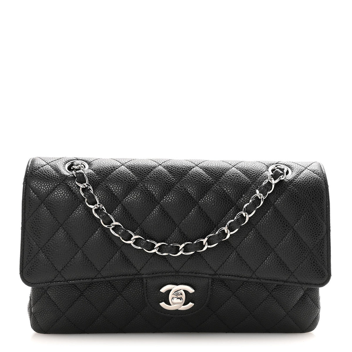 Caviar Quilted Medium Double Flap Black At My store