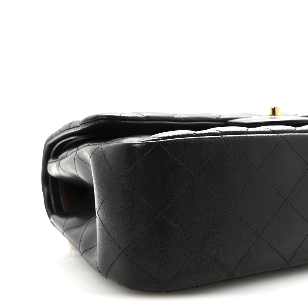 Lambskin Quilted Jumbo Double Flap  Black At My store