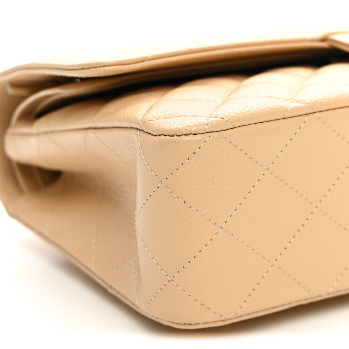Caviar Quilted Medium Double Flap Beige At My store