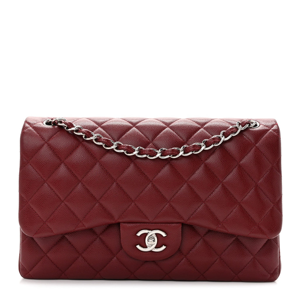 Caviar Quilted Jumbo Double Flap Burgundy At My store