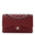 Caviar Quilted Jumbo Double Flap Burgundy At My store