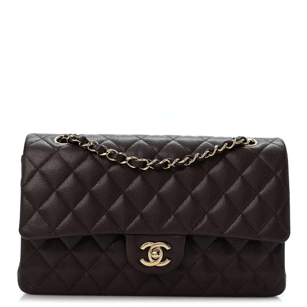 Caviar Quilted Medium Double Flap Dark Brown At My store