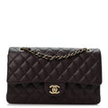 Caviar Quilted Medium Double Flap Dark Brown At My store