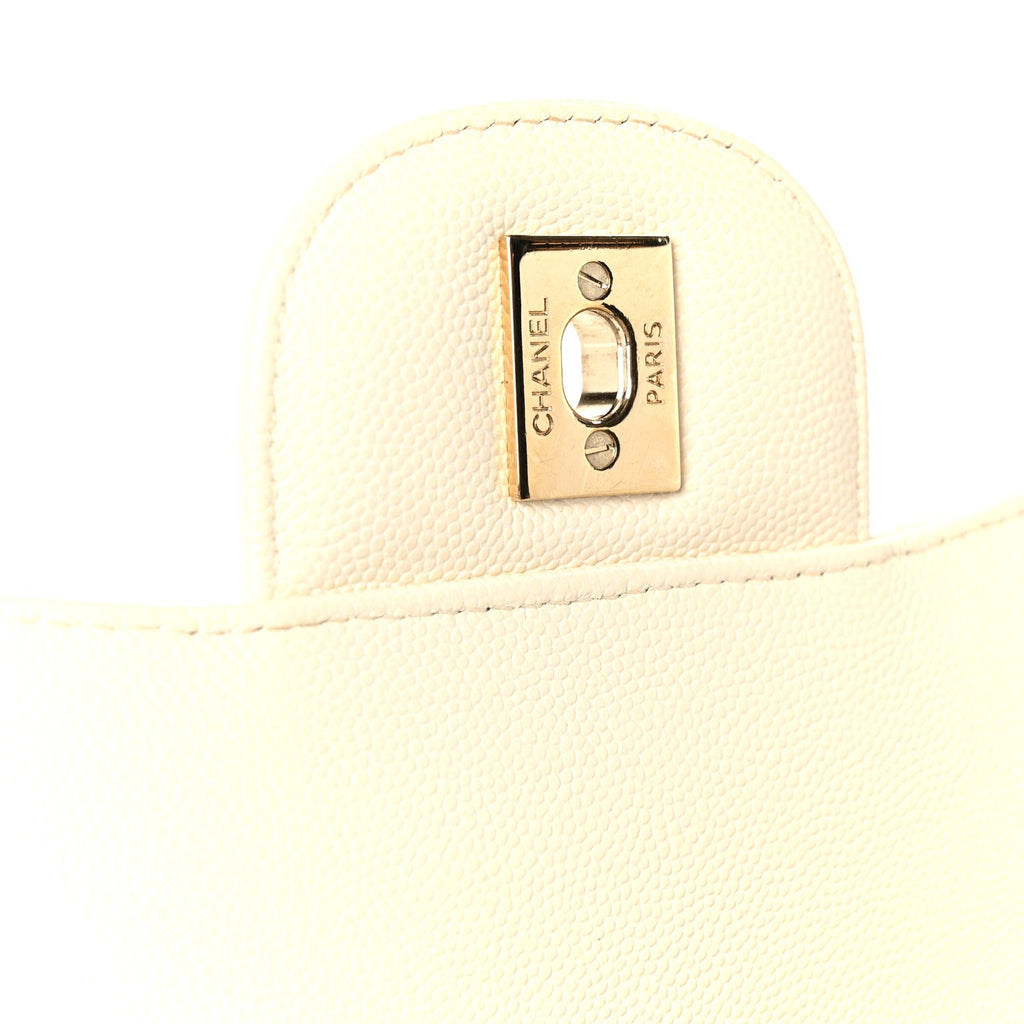 Caviar Quilted Jumbo Double Flap White At My store