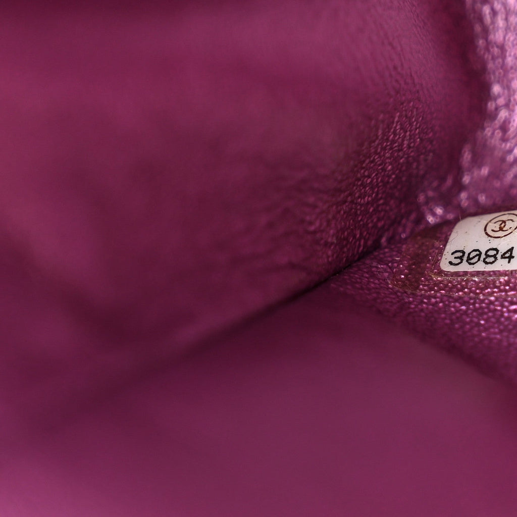 Iridescent Lambskin Quilted Medium Double Flap Purple At My store
