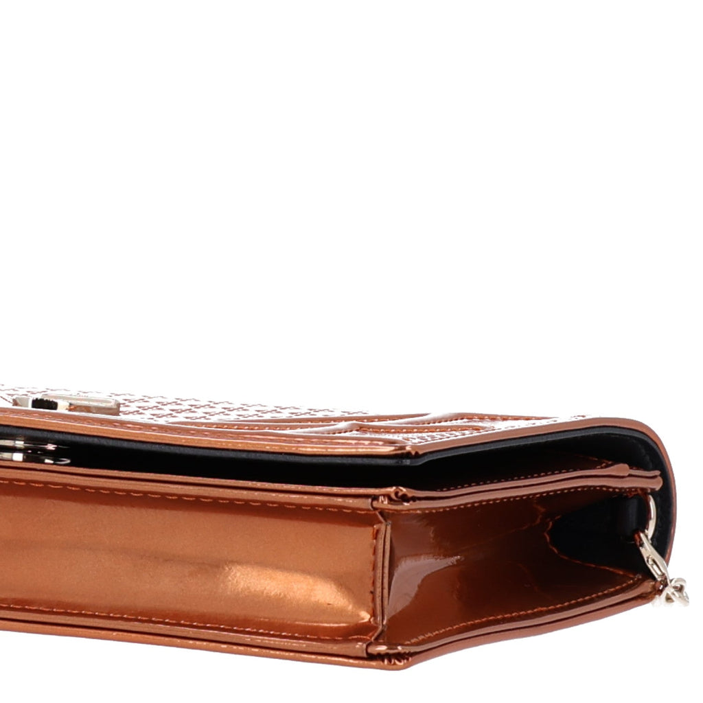 Metallic Patent Micro-Cannage Diorama Wallet on Chain Pouch Orange AT My store