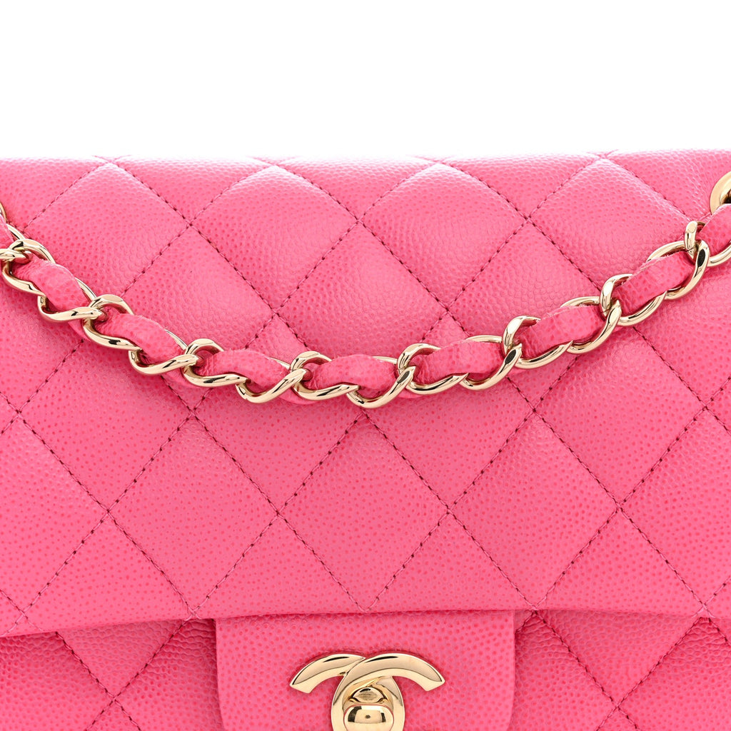 Caviar Quilted Small Double Flap Pink At My store