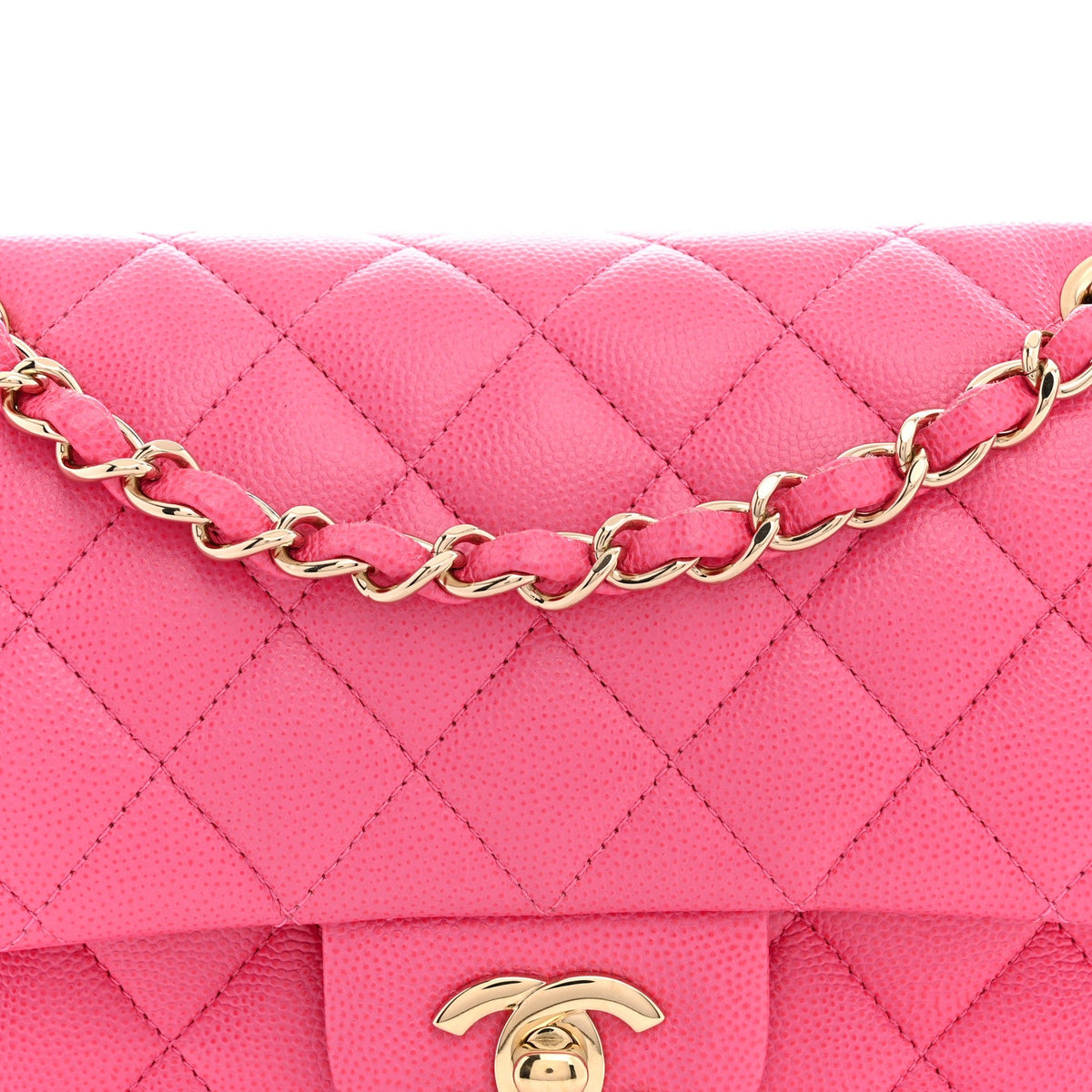 Caviar Quilted Small Double Flap Pink At My store