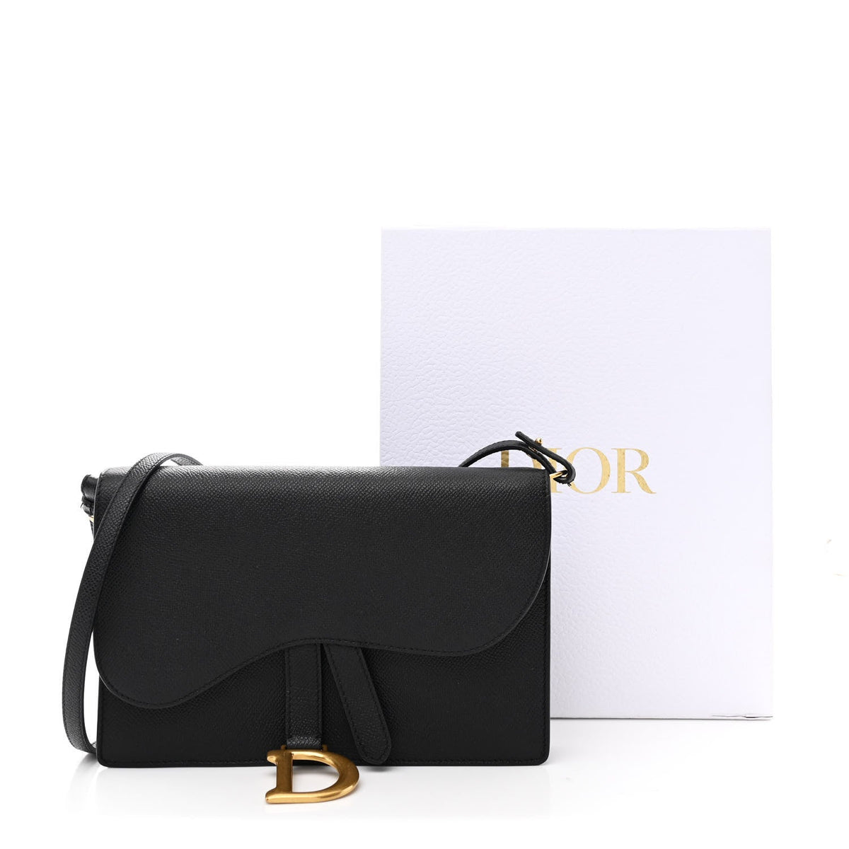 Grained Calfskin Saddle Pouch Bag Black AT My store