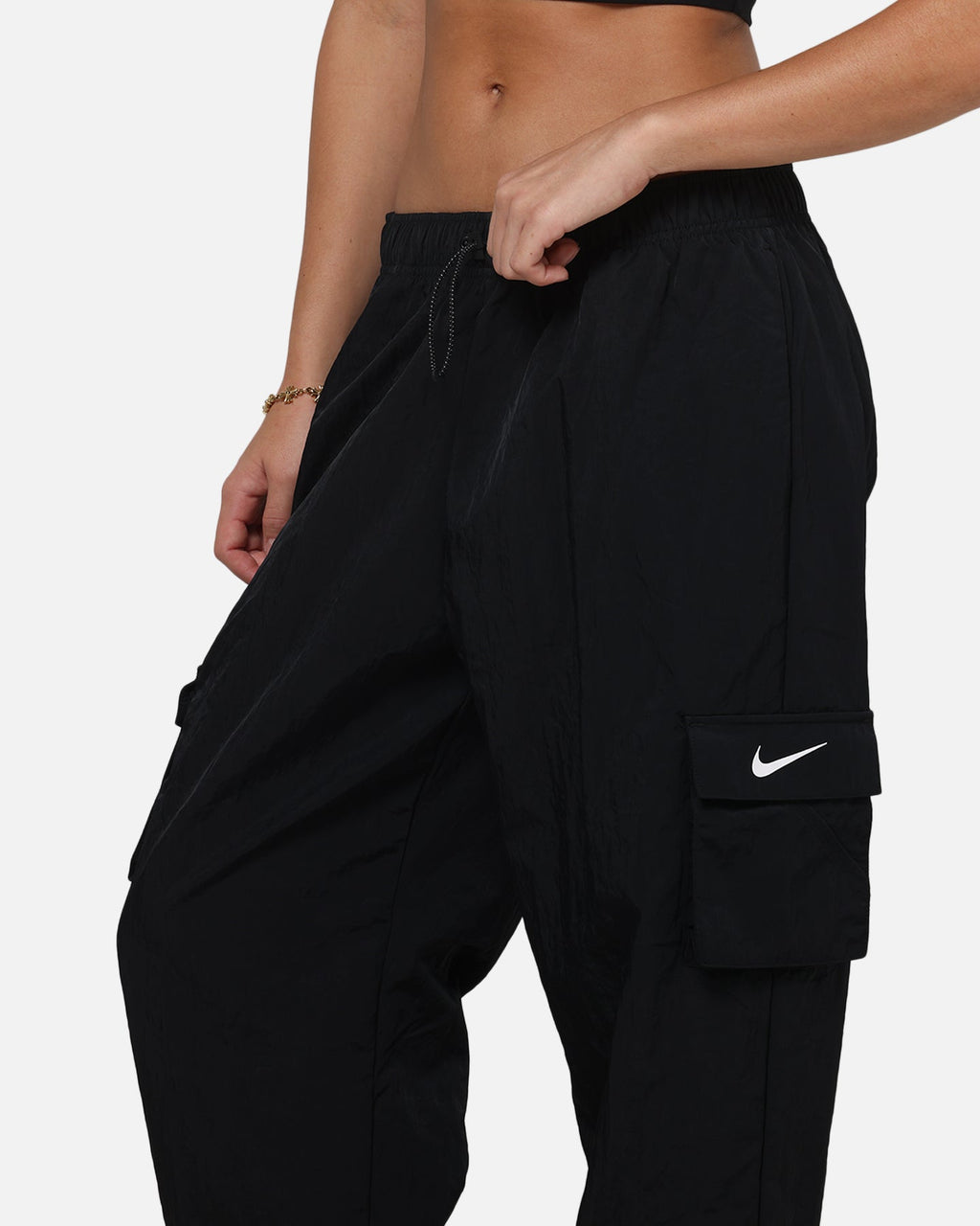 Top Seller Nike Women's Sportswear Essential High-Rise Woven Cargo Pants Black/White