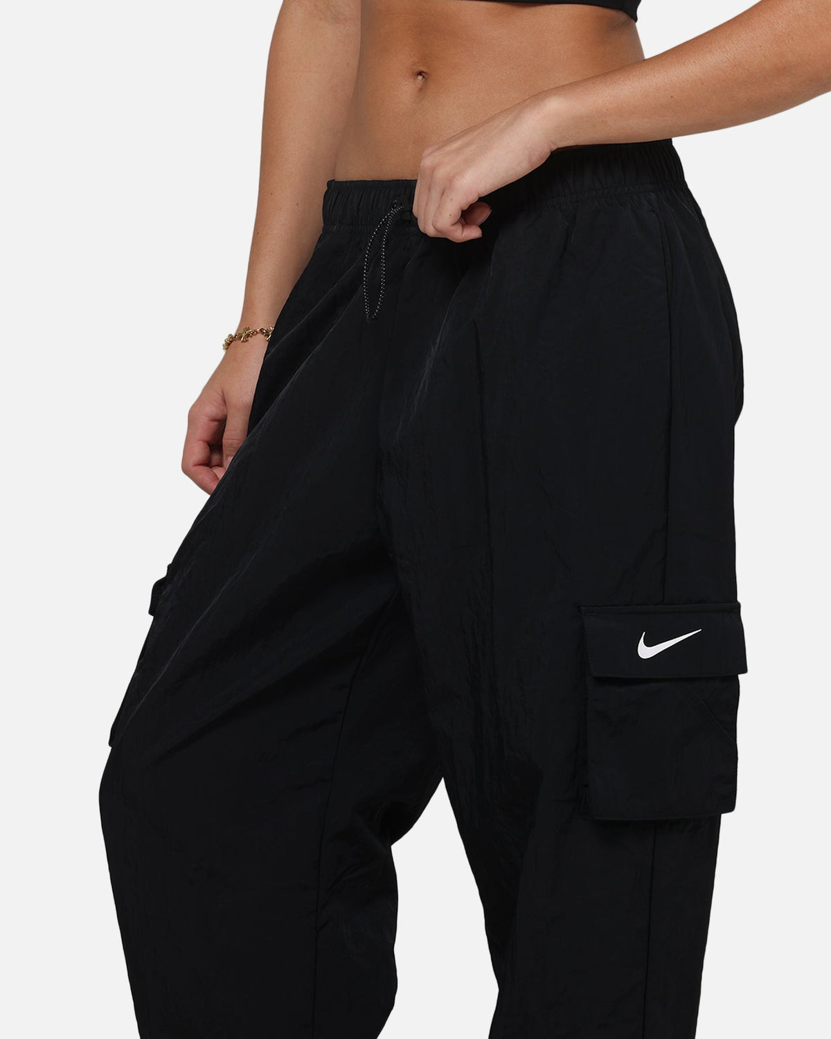 Top Seller Nike Women's Sportswear Essential High-Rise Woven Cargo Pants Black/White
