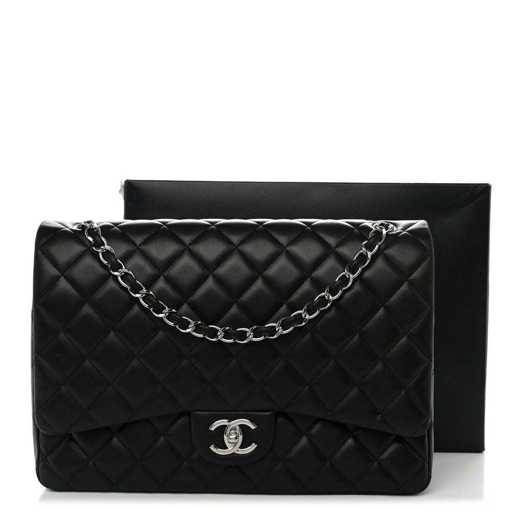 Lambskin Quilted Maxi Double Flap Black At My store