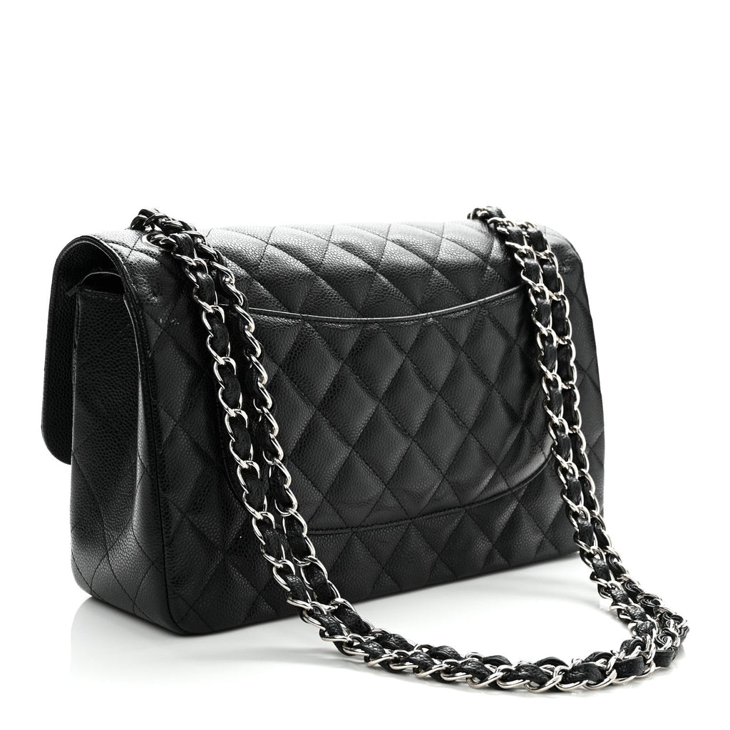 Caviar Quilted Jumbo Double Flap Black At My store