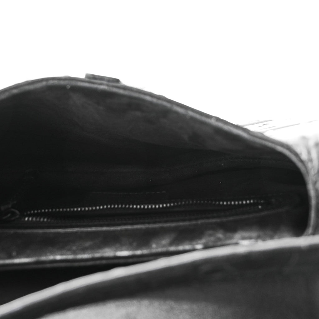 Calfskin Embossed Oblique Saddle Bag With Strap Black AT My store