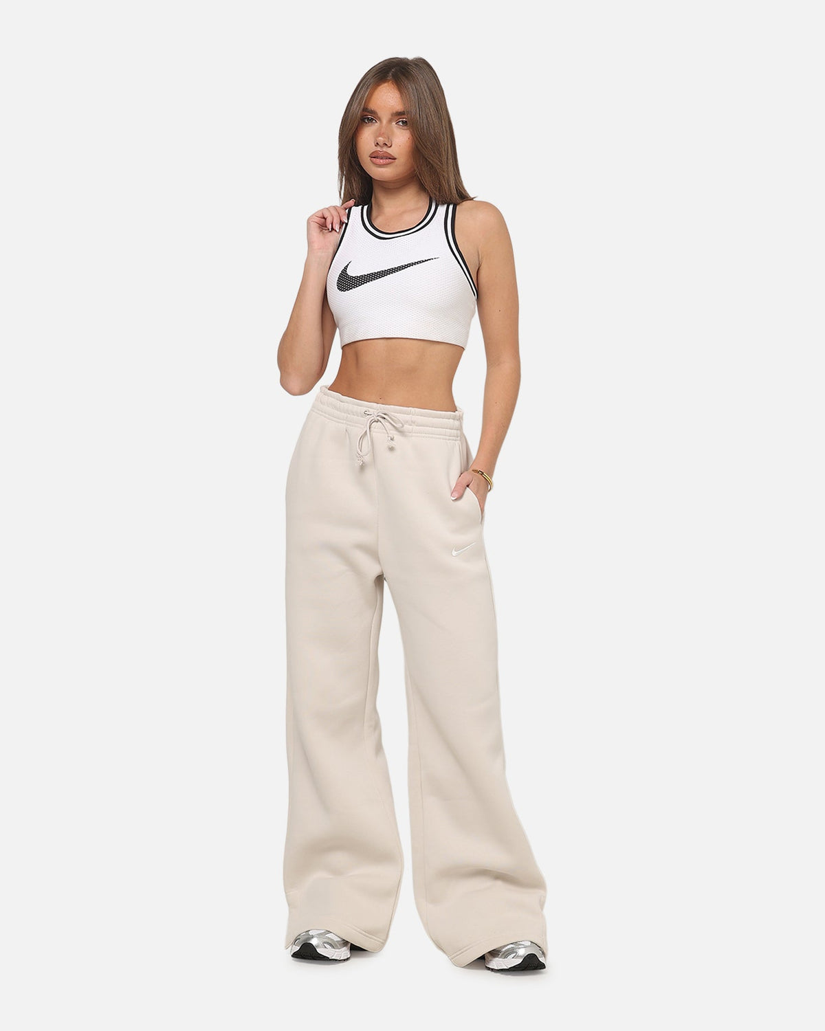 Top Seller Nike Women's Sportswear Phoenix Fleece High Waisted Wide Leg Sweat Pants Lt Orewood Brown