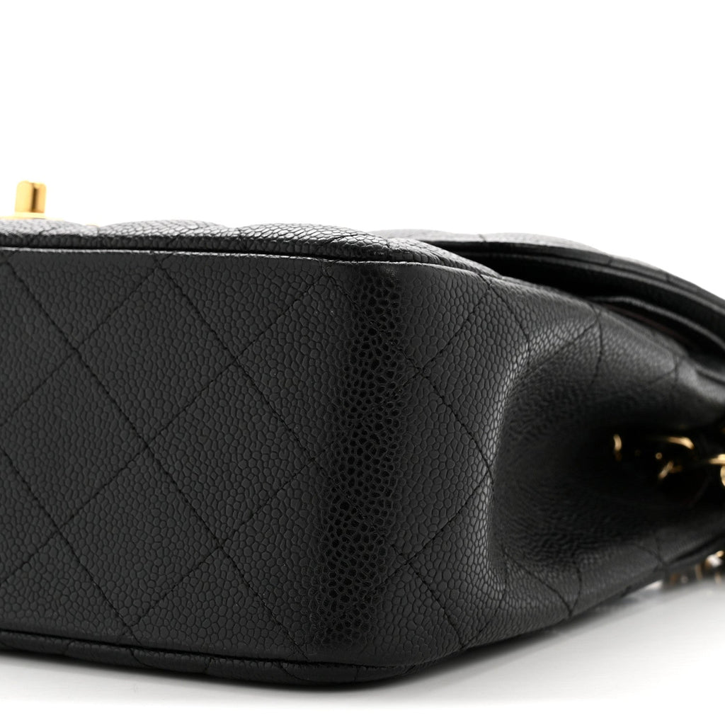 Caviar Quilted Jumbo Double Flap Black At My store