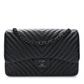Lambskin Chevron Quilted Jumbo Double Flap  So Black At My store