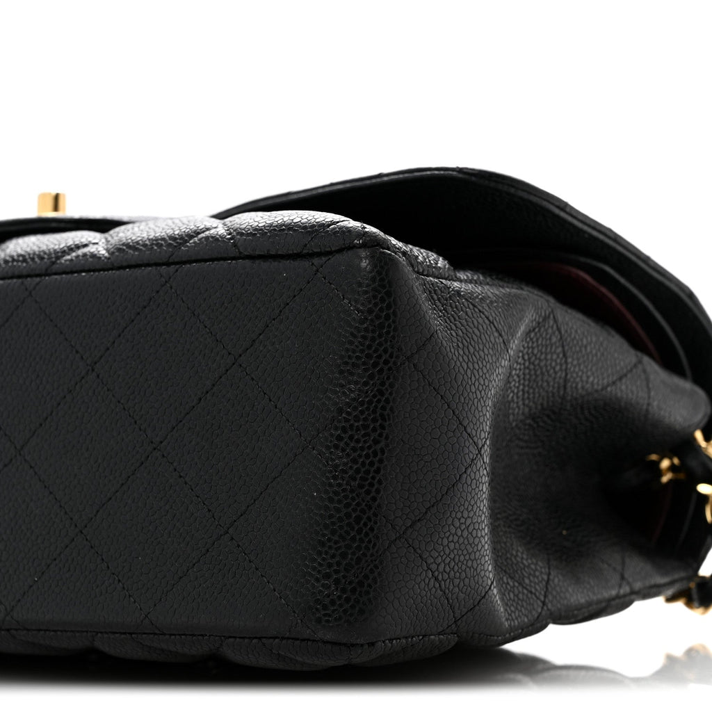 Caviar Quilted Jumbo Double Flap Black At My store