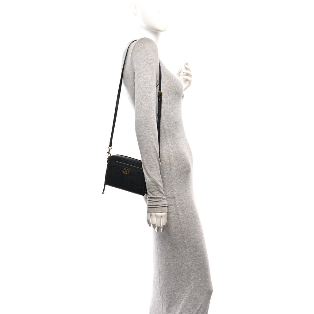 Grained Calfskin Caro Double Pouch Black AT My store