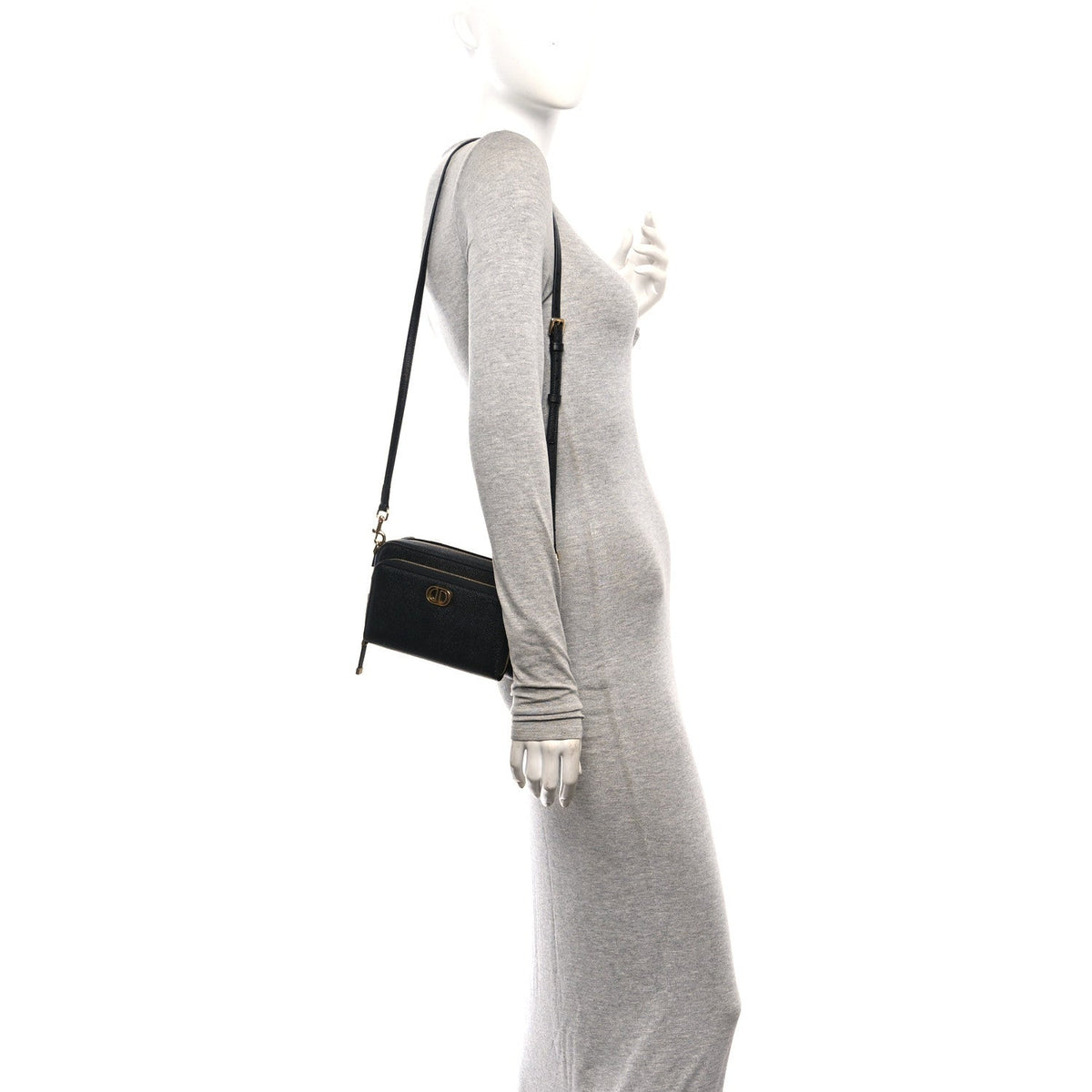 Grained Calfskin Caro Double Pouch Black AT My store