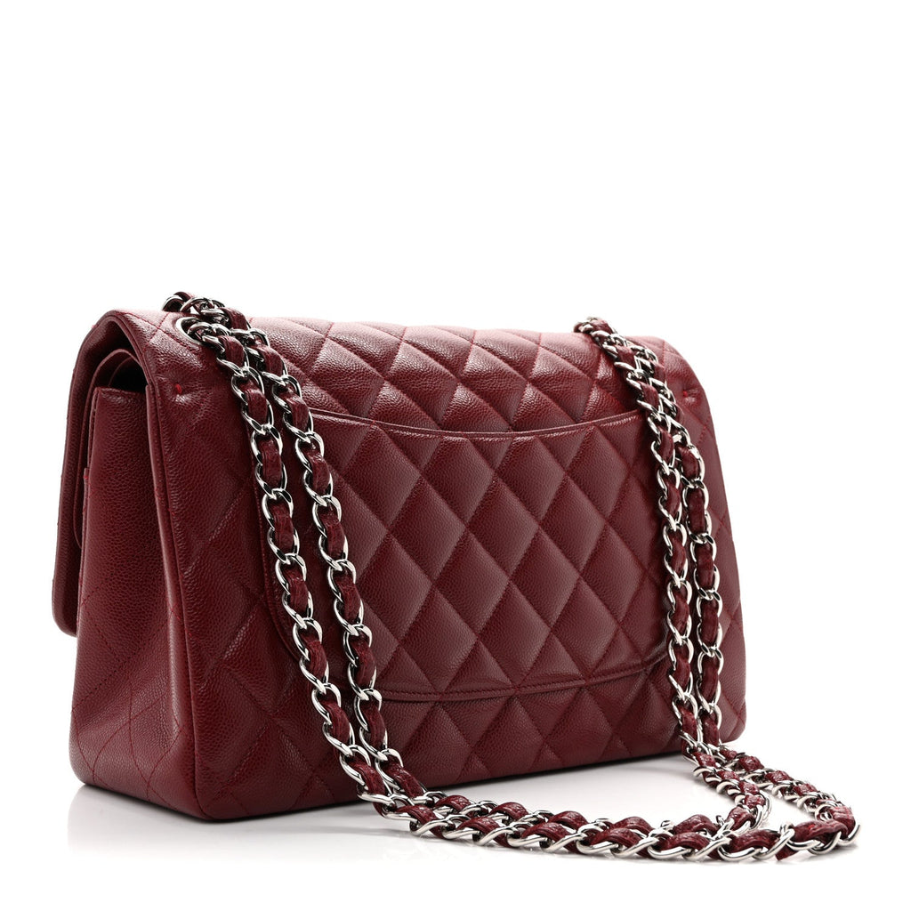 Caviar Quilted Jumbo Double Flap Burgundy At My store