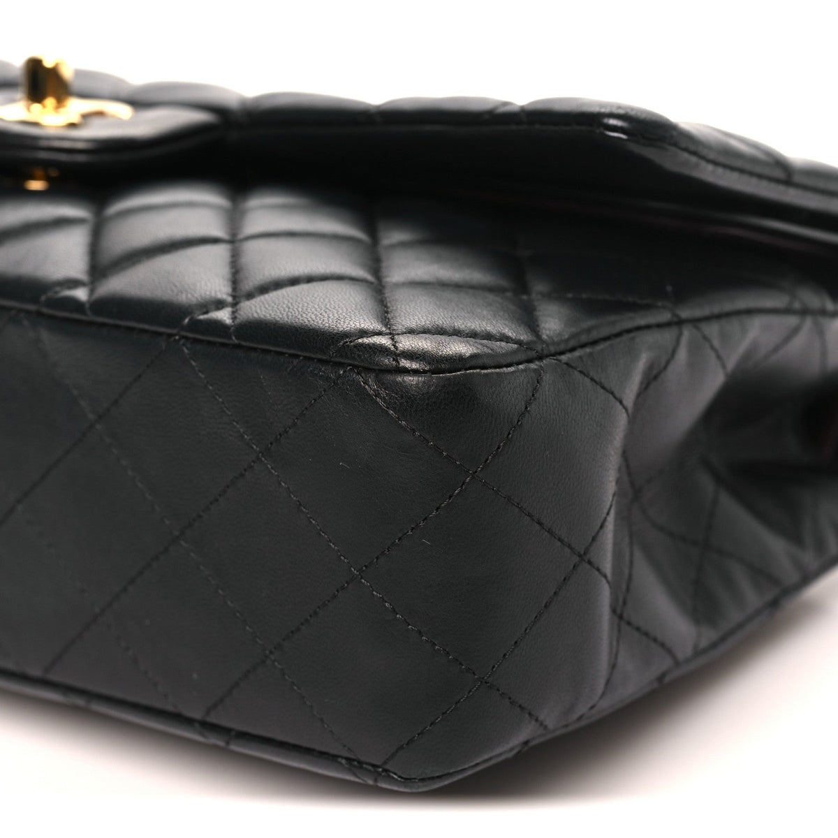 Lambskin Quilted Medium Double Flap Black At My store
