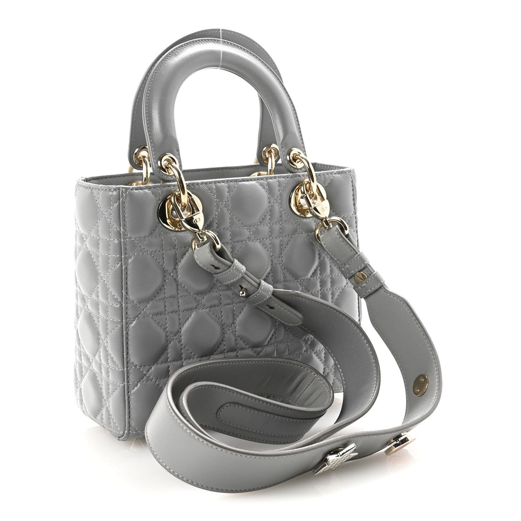Lambskin Cannage Small My Lucky Badges My Lady Dior Grey AT My store