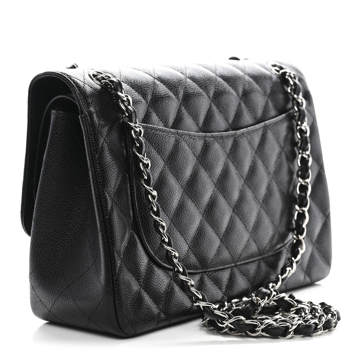 Caviar Quilted Jumbo Double Flap Black At My store