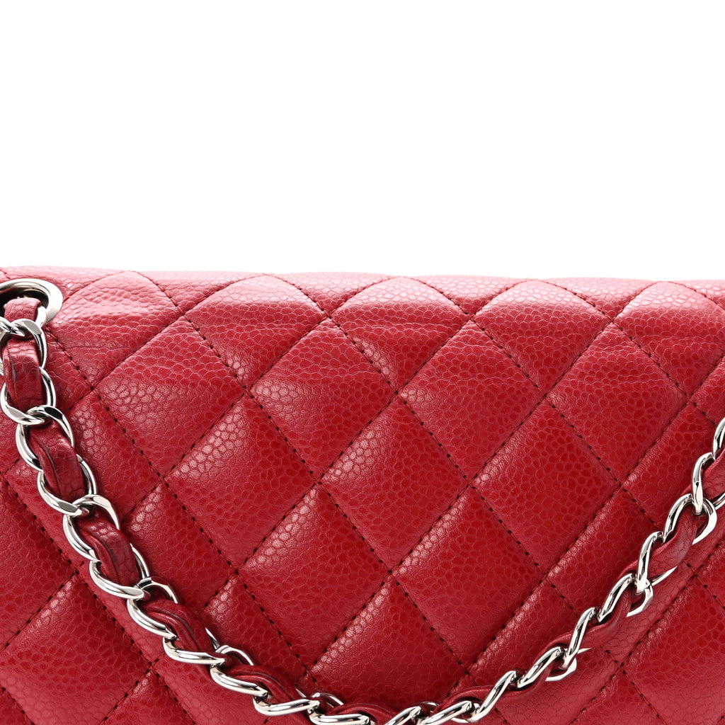 Caviar Quilted Medium Double Flap Red At My store