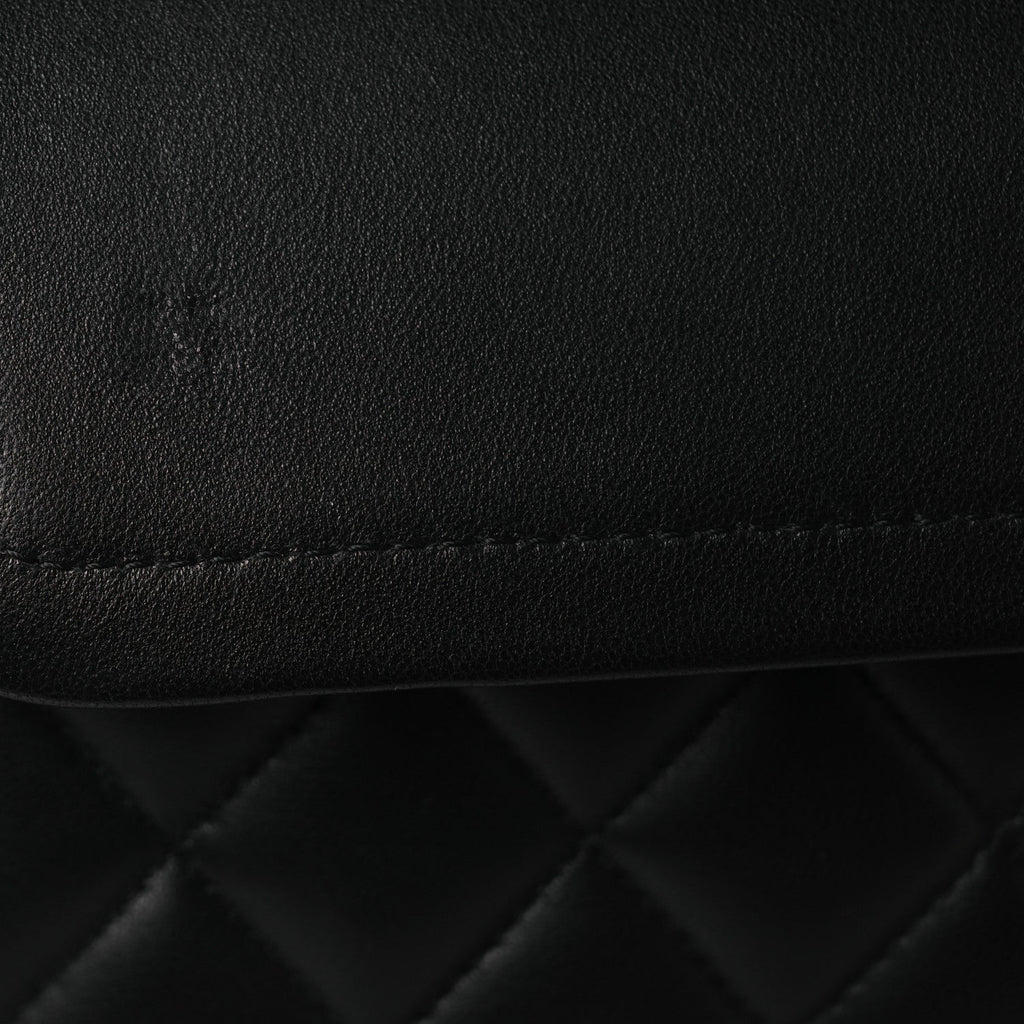 Lambskin Quilted Medium Double Flap Black At My store