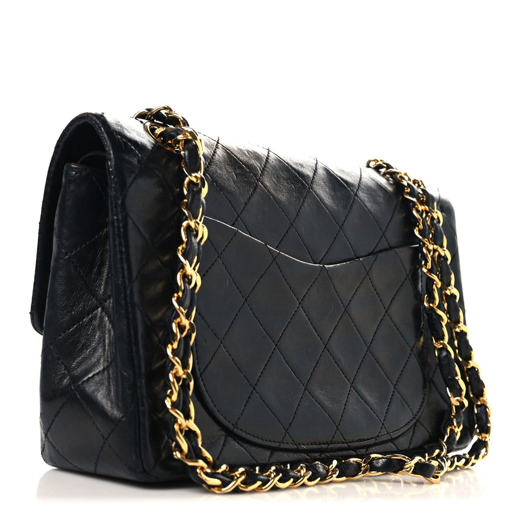 Lambskin Quilted Small Double Flap Black At My store