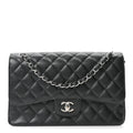 Caviar Quilted Jumbo Double Flap Black At My store