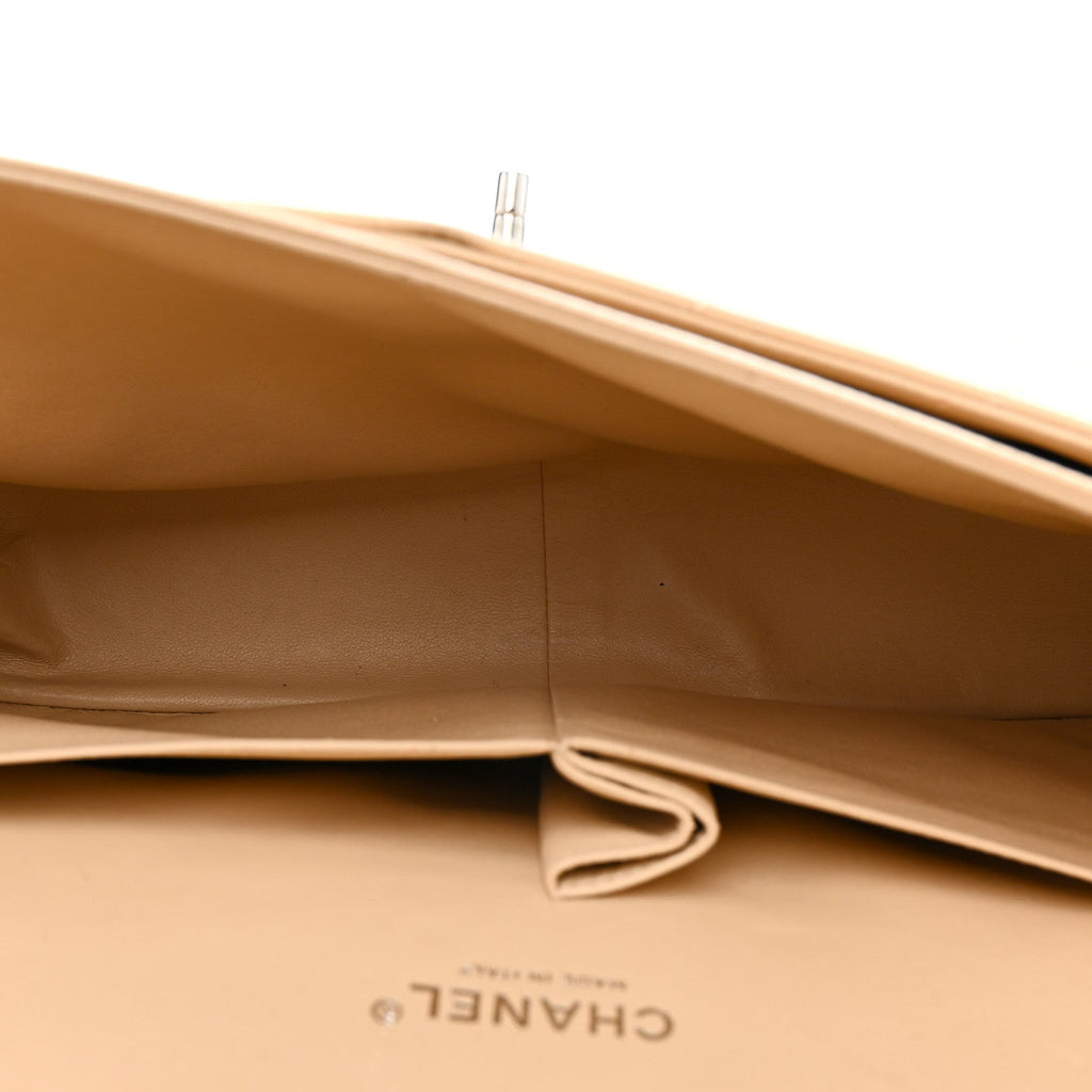 Caviar Quilted Jumbo Double Flap Light Beige At My store